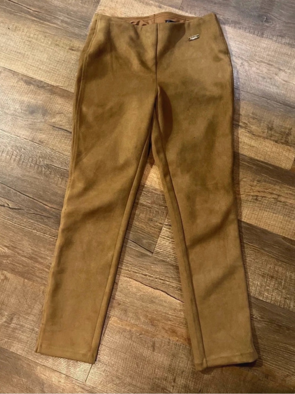 Rafaella Faux Suede Pants Size 8 Brown Tan Straight Leg Western